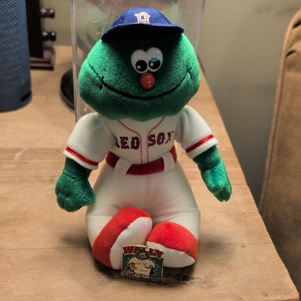 Green and White Plush Boston Red Sox Mascot